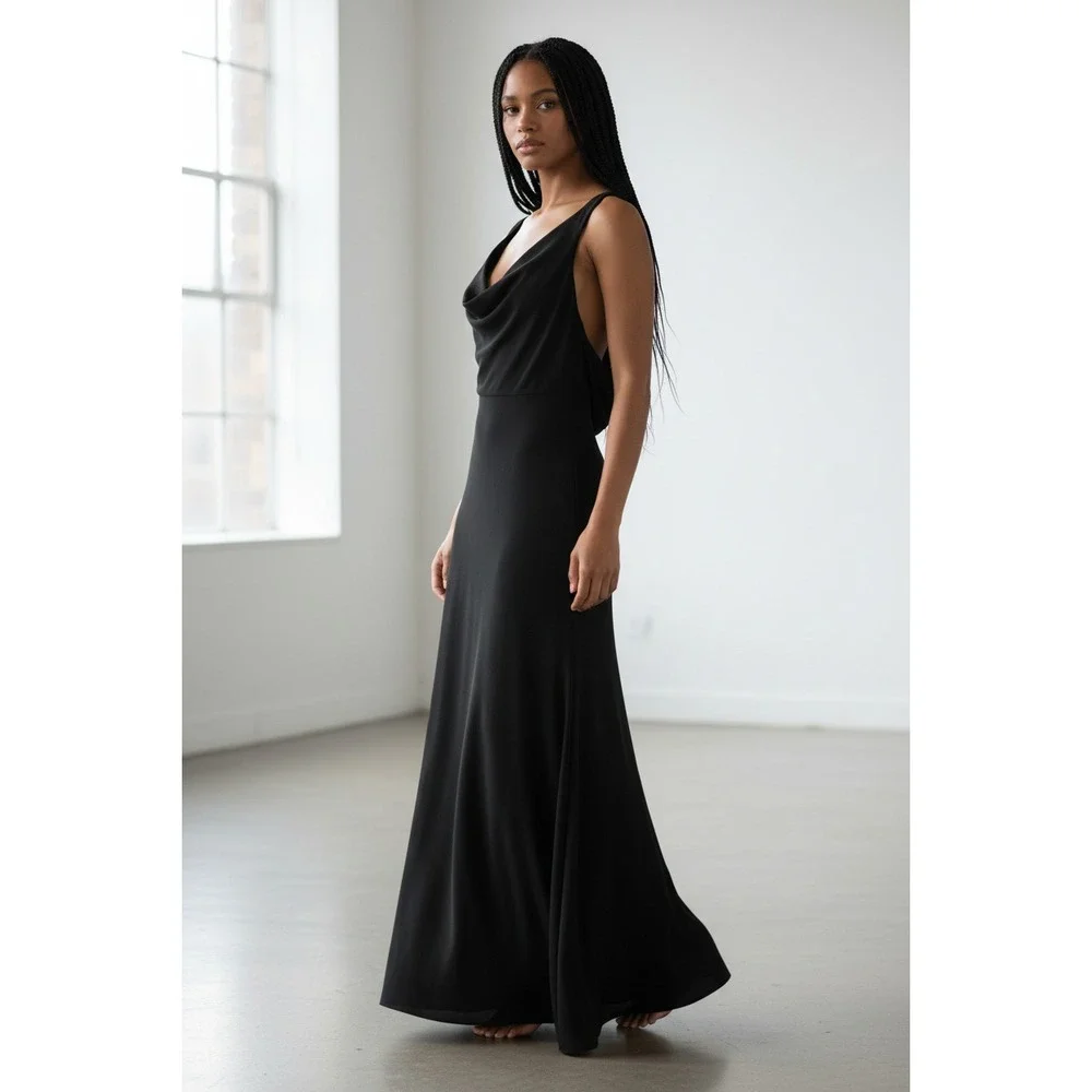 brown silk midi dress Satin Size:6-9 hero-wedding Wovilon Women's Stand Collar